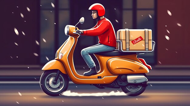 Expresslieferant geht mit seiner Bike-Vektor-Illustration zur Lieferung