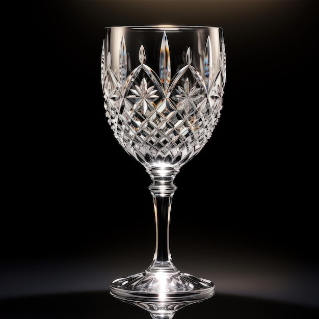 Exquisita opulencia Una majestuosa copa de cristal de Waterford irradia elegancia barroca contra una simple B