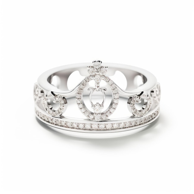 Exquisita pieza de la corona con diseño de halo hueco y diamantes en forma de gotas