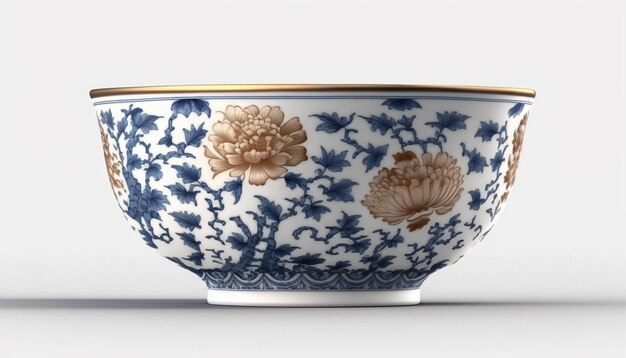 Exquisita porcelana china sobre fondo blanco con detalles intrincados