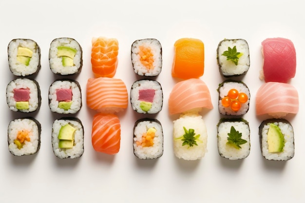 Exquisita selección de sushi que muestra frescura y arte culinario en un plato