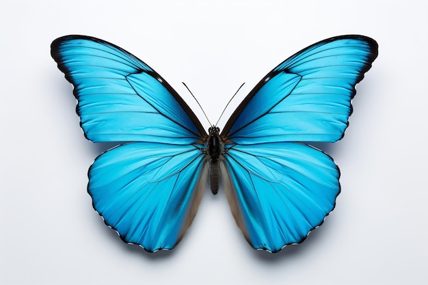 Exquisite Closeup of a Blue Butterfly39s Schönheit isoliert auf weißem Hintergrund Generative Ai