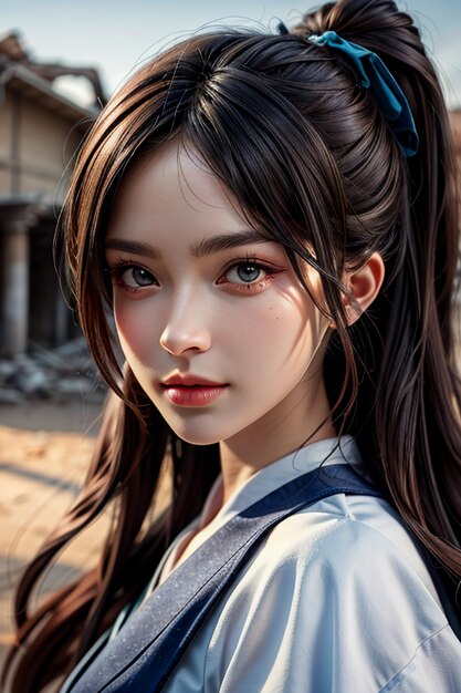 Exquisite und schöne junge Mädchen Wallpaper Hintergrund halblange Foto HD-Fotografie