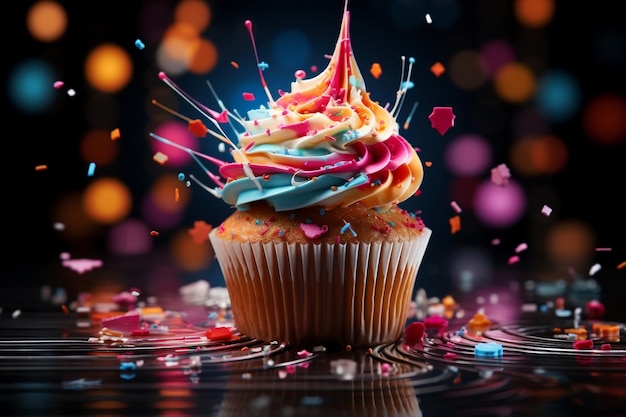 Exquisiter mehrfarbiger generativer Cupcake generative KI