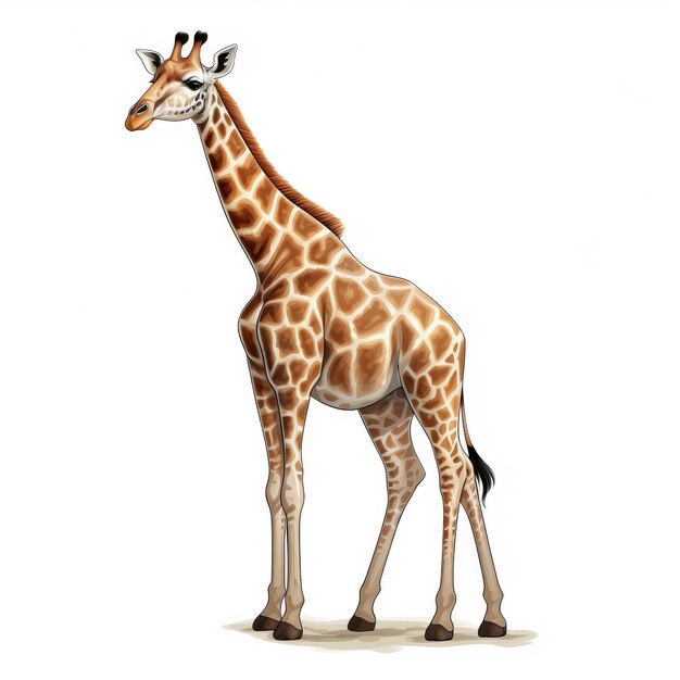 Exquisito adesivo de girafa de corpo inteiro Detalhe inigualável em fundo branco puro