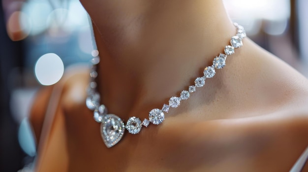 Foto exquisito colar de diamantes em exibição personificando luxo e sofisticação