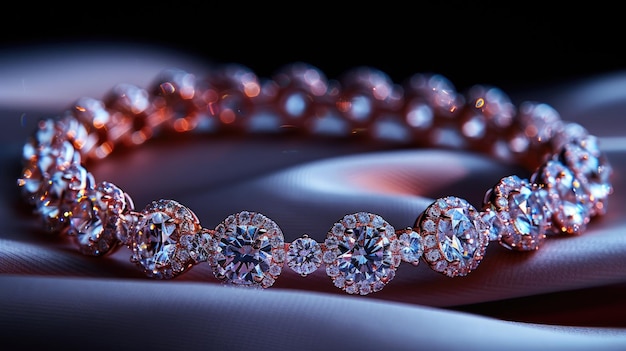 Exquisito collar de diamantes elegantemente envuelto en tela de satén