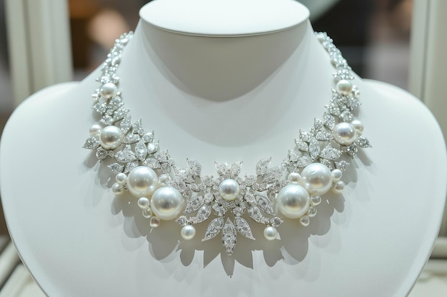 Exquisito collar de perlas y diamantes Un tesoro atemporal Un epítome de elegancia