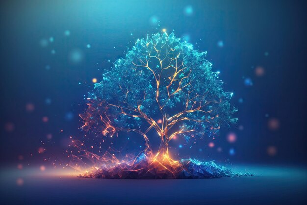 exquisito neuro poligonal árbol abstracto logo ai generativo