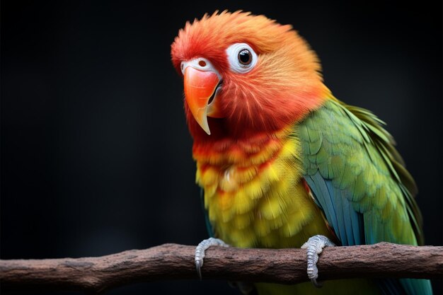 El exquisito plumaje de un Fischers Lovebird brilla en un retrato cautivador