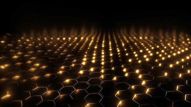 Extensión dorada oscura de luces LED fondo de tecnología futurista
