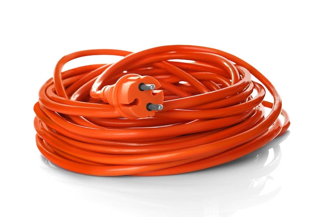 Extensión laminada naranja aislada en blanco