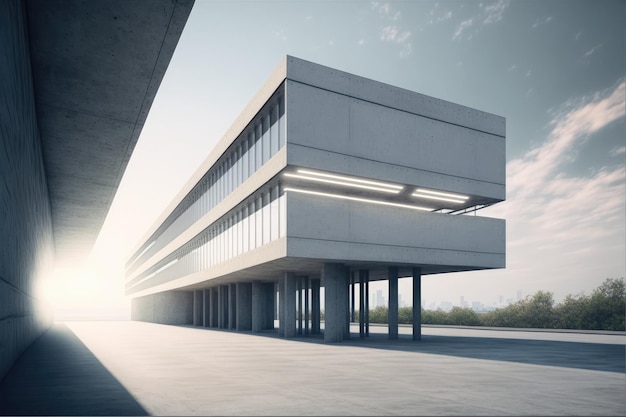 Exterior de la arquitectura moderna de la entrada del salón público en el edificio urbano al aire libre