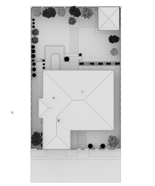 Foto exterior de una casa de campo visualización de cabaña ilustración 3d