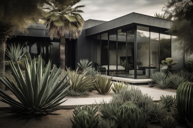 Exterior de agaves de casas modernas Gerar Ai