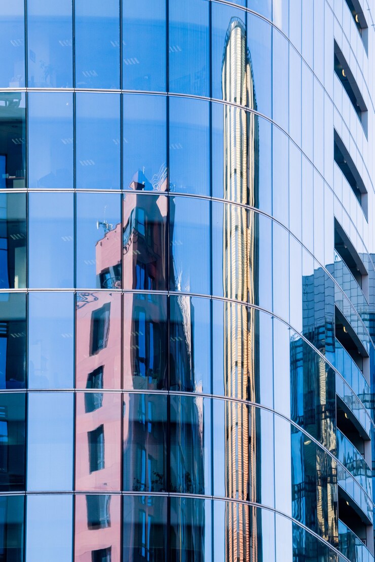 Foto exterior de arquitetura moderna no centro da cidade. construindo um fundo abstrato