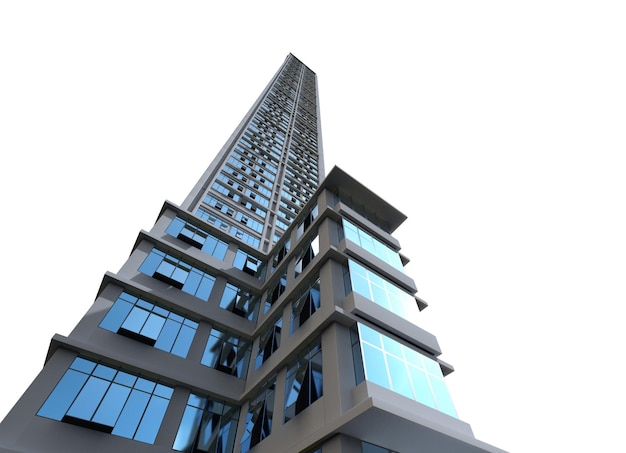 Exterior de edificio de gran altura de renderizado 3D