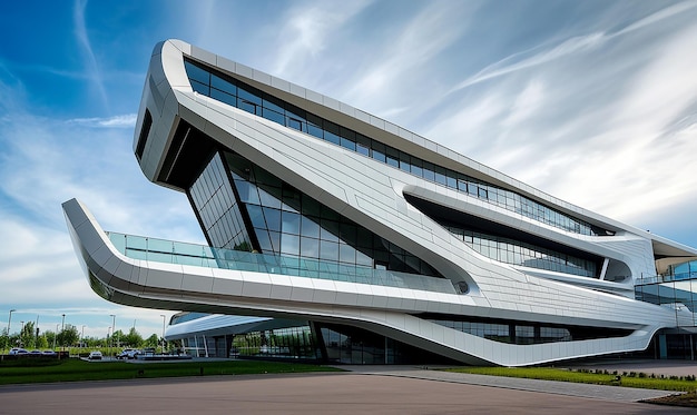 Exterior del edificio de oficinas futurista