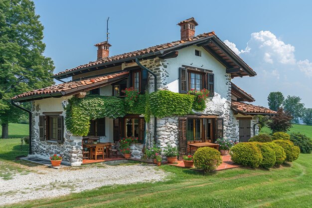 el exterior de una elegante casa de campo de estilo italiano con jardín y terraza ideas de inspiración