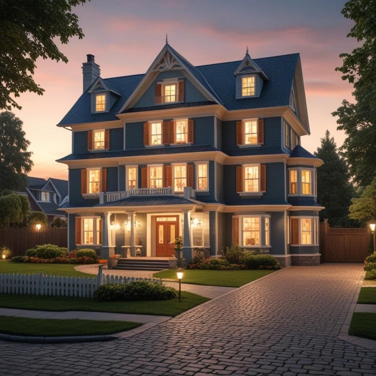 Exterior de una hermosa casa de lujo de nueva construcción