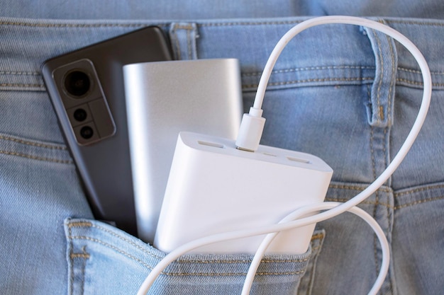 Externe Powerbank-Batterie und USB-Kabel Universelle mobile Batterie zum Aufladen von Gadgets