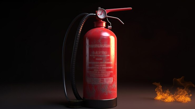 Extintor de incendios sobre fondo transparente Generativo ai