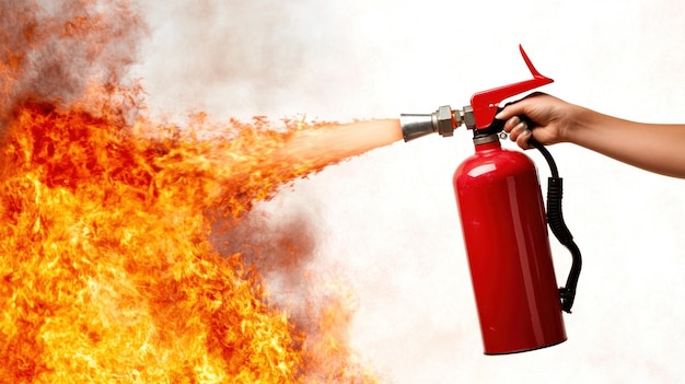 Un extintor de luz o lo que se llama un extintor de fuego con un fondo blanco