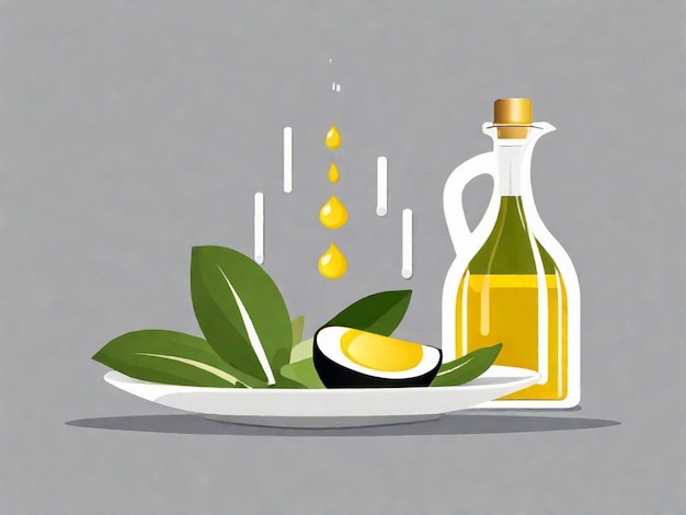 Foto extra natives olivenöl auf frischen salaten spritzen
