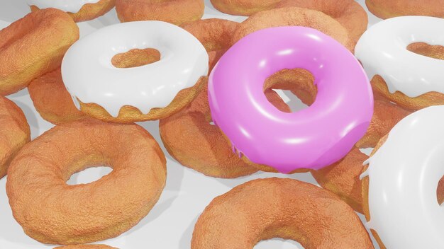 extracto, dulce, donut, colorido, plano de fondo, 3d, render