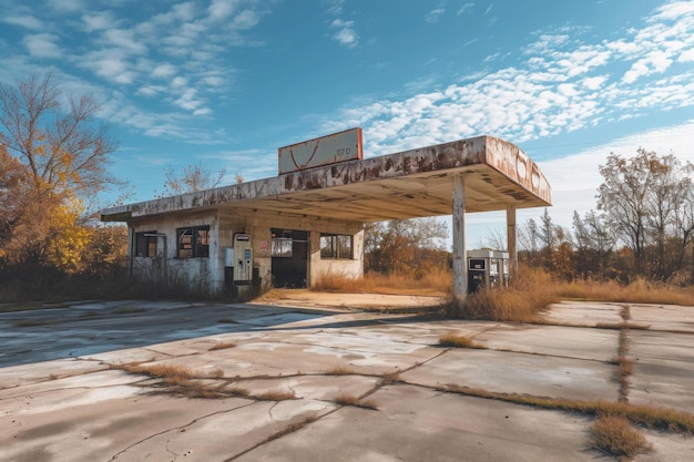 Extraña estación de gasolina abandonada Generate Ai