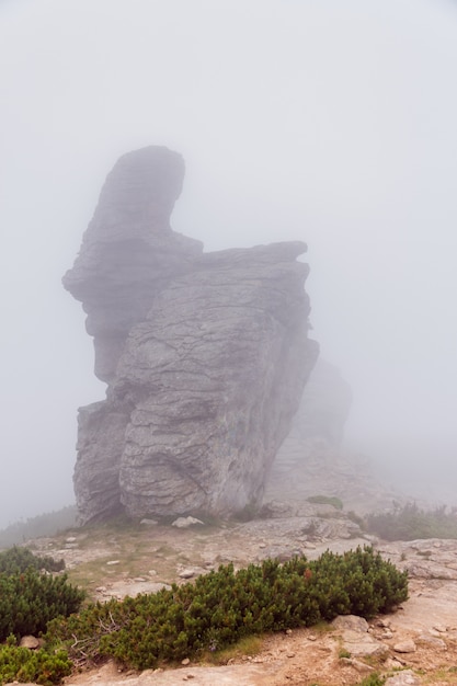 La extraña forma del pico de la montaña.