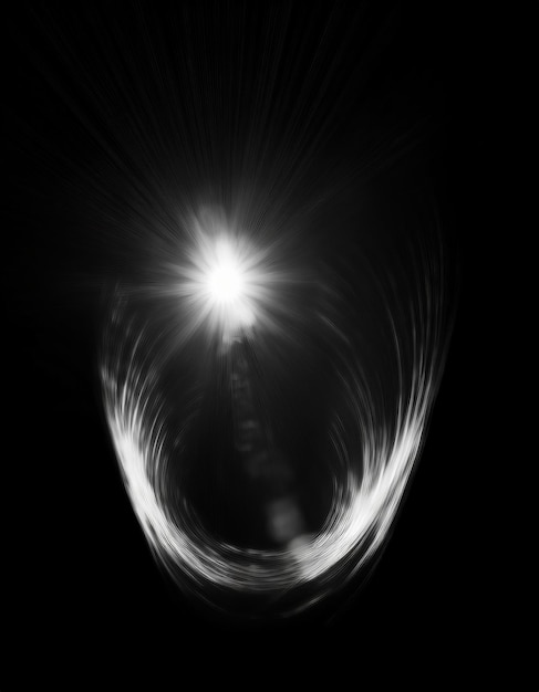 Extraña Lente de Forma Única Efecto de superposición de luz de llamarada aislado Fondo negro limpio