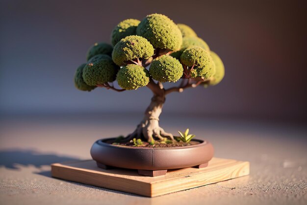 Extrañas y hermosas plantas ornamentales de bonsai en maceta decoración interior atmósfera de vida elegante