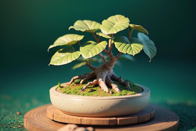 Extraño hermoso bonsái en maceta plantas ornamentales decoración interior ambiente de vida elegante