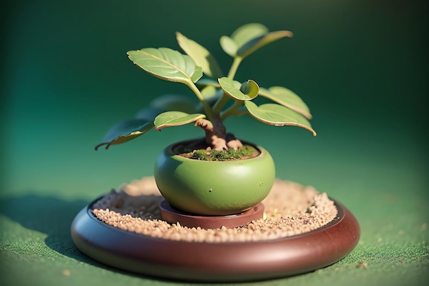 Extraño hermoso bonsái en maceta plantas ornamentales decoración interior ambiente de vida elegante