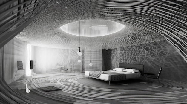 El extraño hotel compuesto por espirales vórtices ondas trill background hd generative ai