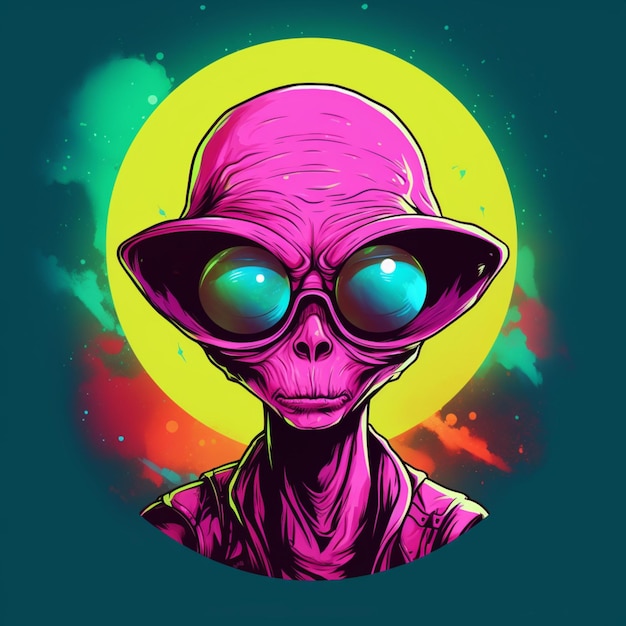 un extraterrestre con un fondo colorido