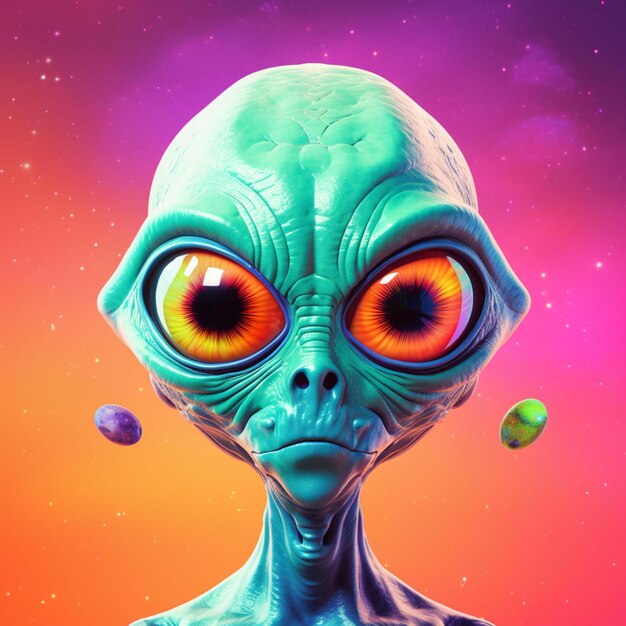 un extraterrestre con un fondo colorido