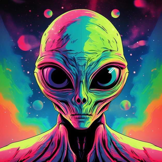 Foto un extraterrestre con un fondo colorido