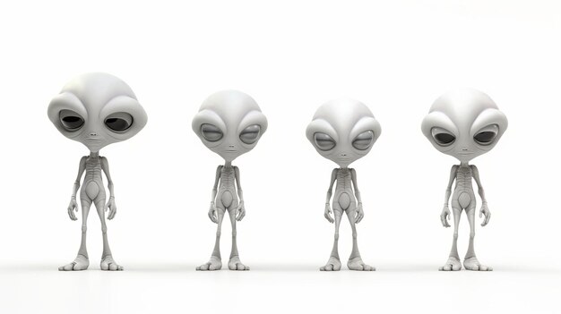 Foto extraterrestres aislados sobre fondo blanco ai generativa