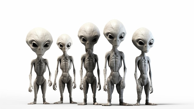 extraterrestres aislados sobre fondo blanco ai generativa