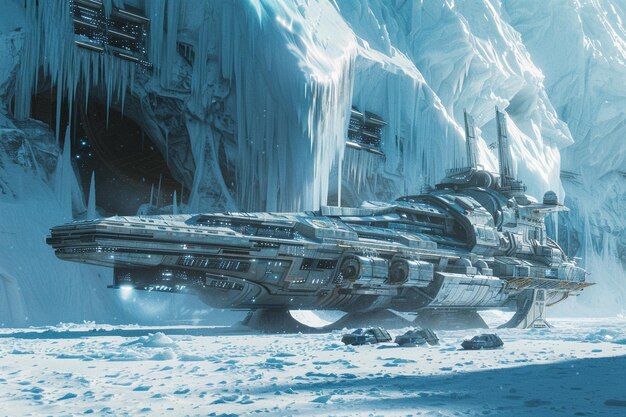 Foto extraterrestres cargueros de hielo escenas capturando la belleza de una ia generativa