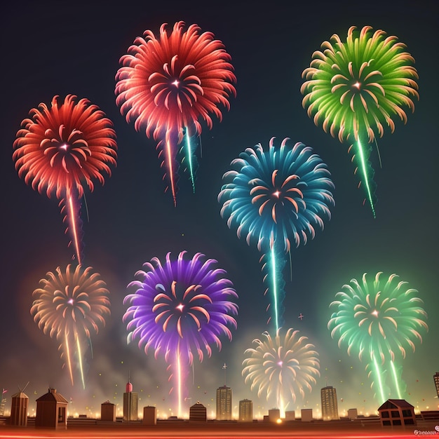 Extravagância de fogos de artifício Celebrando o Ano Novo