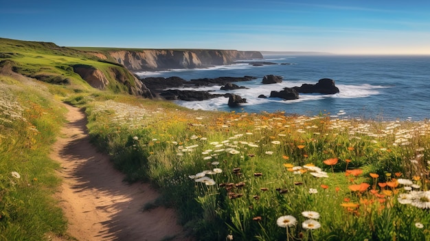 Extravagancia de flores silvestres de verano costeras AI generada