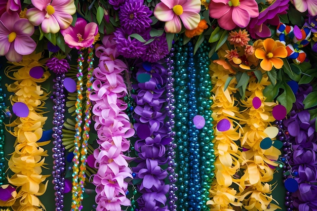 Foto extravagancia del mardi gras con un fondo vibrante y colorido