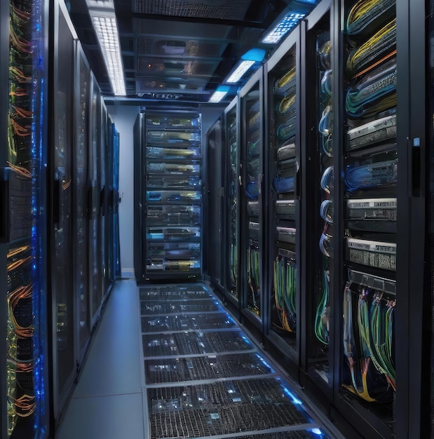 extrem detailliertes Datenzentrum in einem realistischen Datenzentrum im Serverraum des Datenzentrums