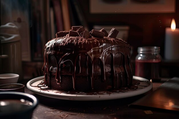 Foto extrem reichhaltiger schokoladen-fudge-kuchen