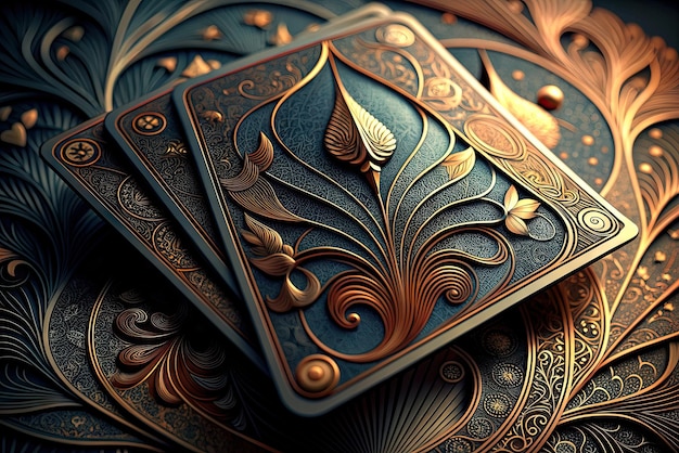 Extremadamente lujosas y realistas cartas de juego de póquer y blackjack