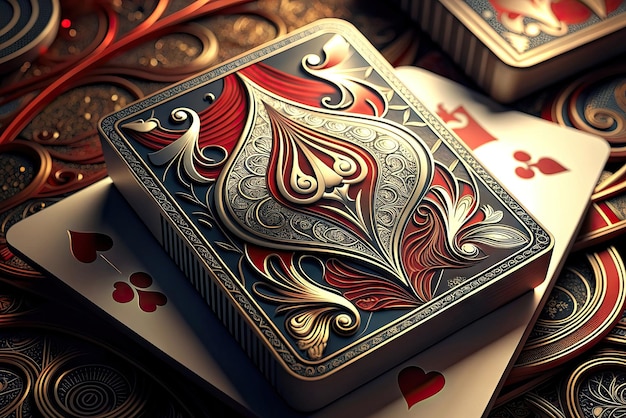 Extremadamente lujosas y realistas cartas de juego de póquer y blackjack