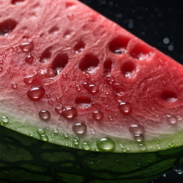 Extreme CloseUp em Watermelon Meio zoom em gotículas de água